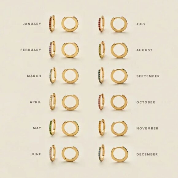 Birthstone Huggie Hoop Earrings - October Opal - Picture 8 of 8